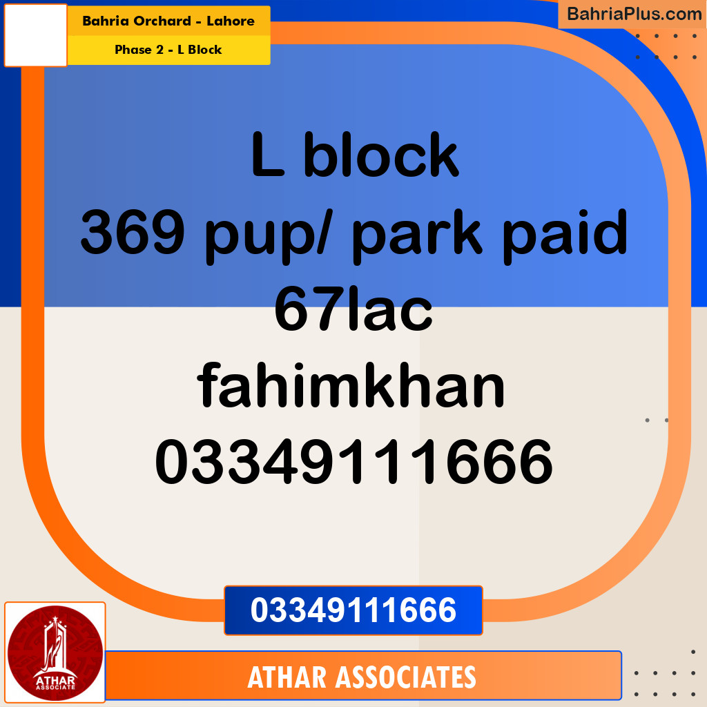 5 Marla Residential Plot for Sale in Phase 2 - L Block -  Bahria Orchard, Lahore - (BP-311968)