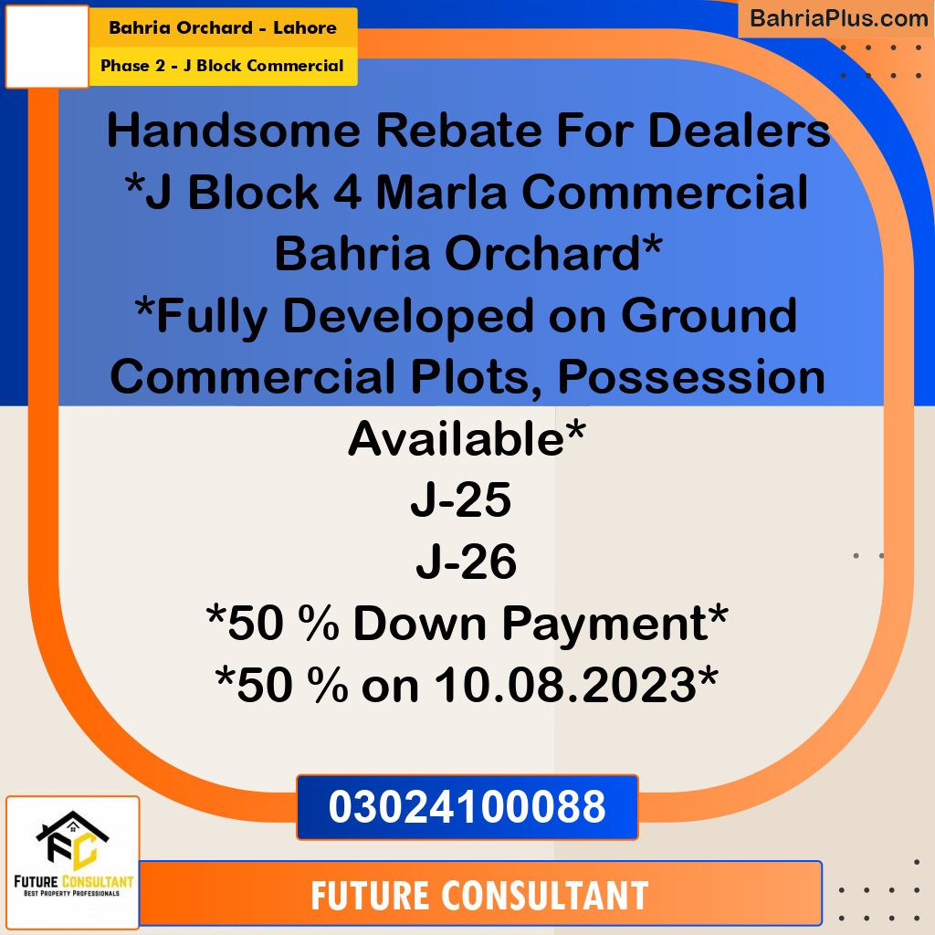 4 Marla Commercial Plot for Sale in Phase 2 - J Block Commercial -  Bahria Orchard, Lahore - (BP-311974)