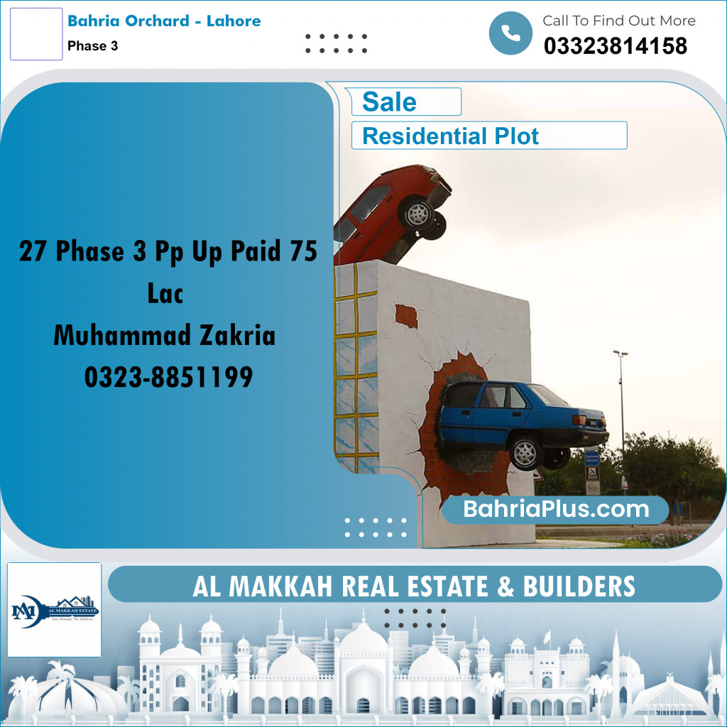 8 Marla Residential Plot for Sale in Phase 3 -  Bahria Orchard, Lahore - (BP-312028)