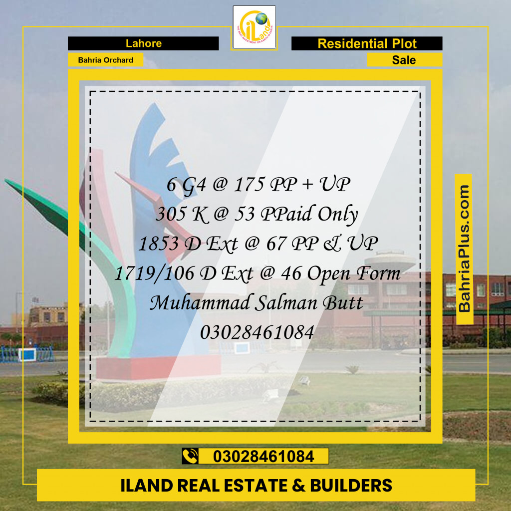 Residential Plot for Sale in Bahria Orchard, Lahore - (BP-312042)