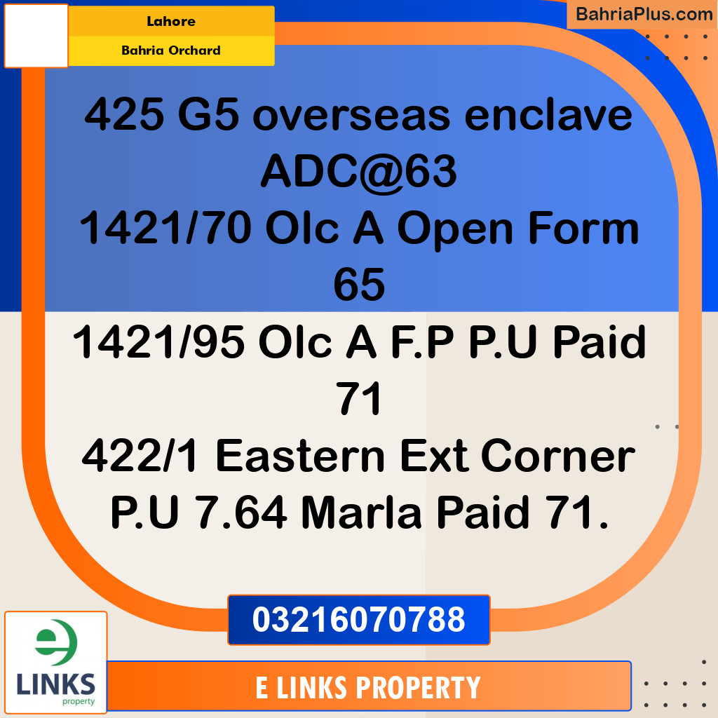 5 Marla Residential Plot for Sale in Bahria Orchard, Lahore - (BP-312047)