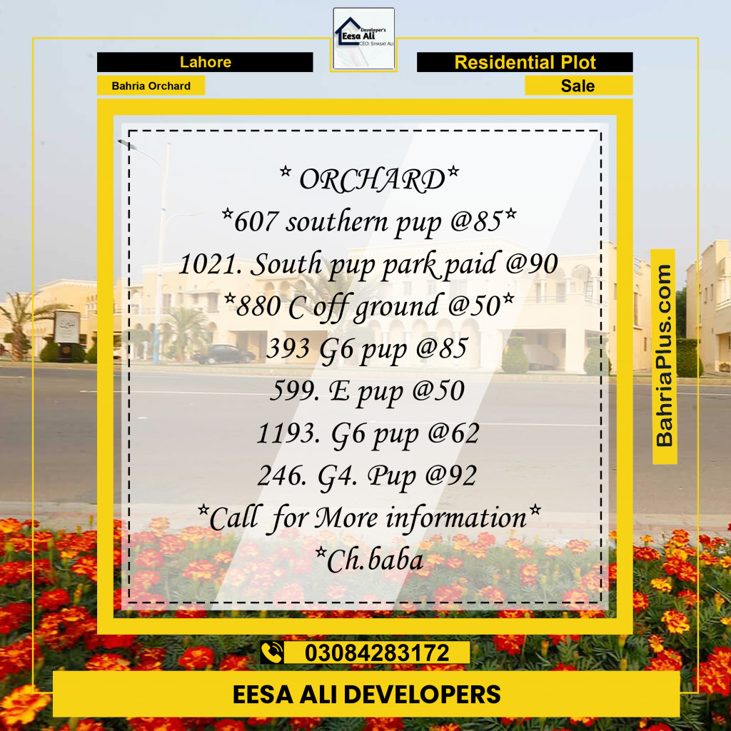 Residential Plot for Sale in Bahria Orchard, Lahore - (BP-312070)