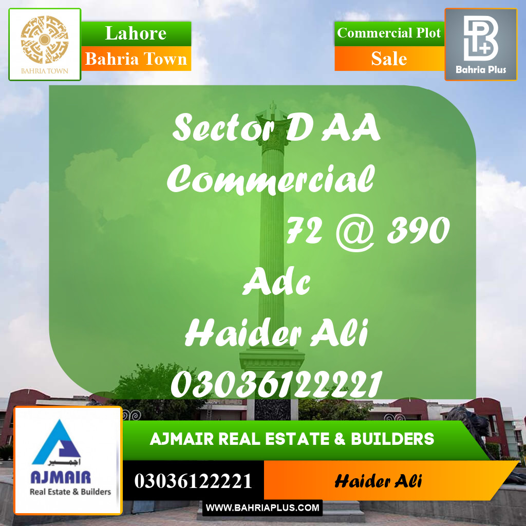 Commercial Plot for Sale in Bahria Town, Lahore - (BP-312075)