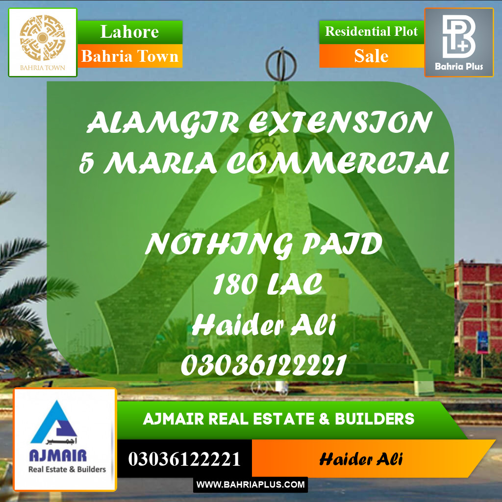 Residential Plot for Sale in Bahria Town, Lahore - (BP-312082)