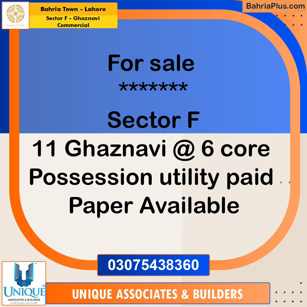 5 Marla Commercial Plot for Sale in Sector F - Ghaznavi Commercial -  Bahria Town, Lahore - (BP-312101)