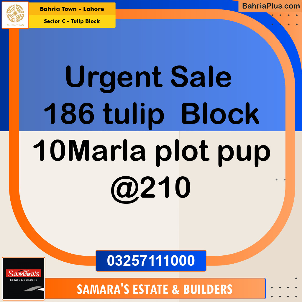10 Marla Residential Plot for Sale in Sector C - Tulip Block -  Bahria Town, Lahore - (BP-312124)