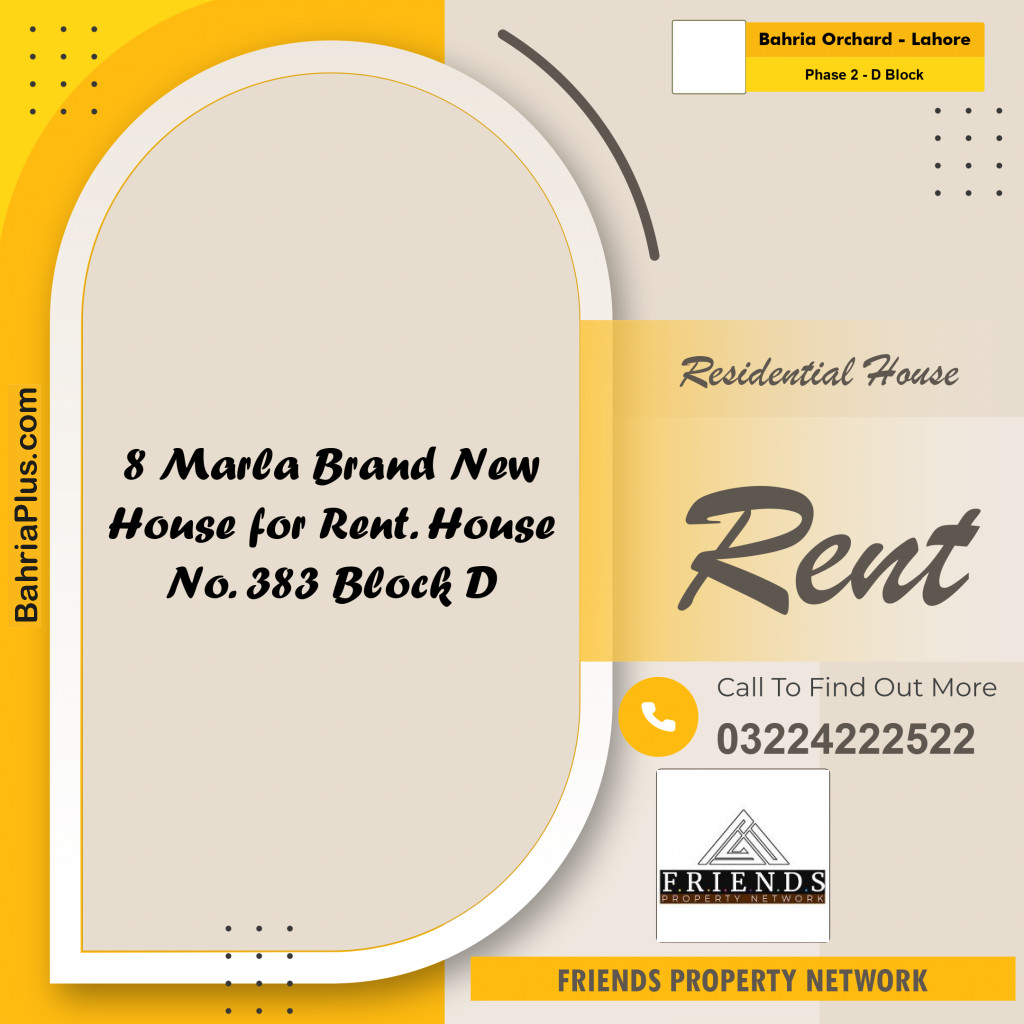 8 Marla Residential House for Rent in Phase 2 - D Block -  Bahria Orchard, Lahore - (BP-312128)