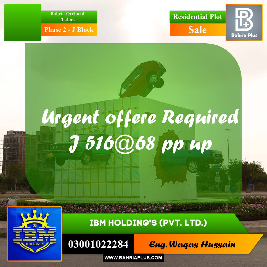 8 Marla Residential Plot for Sale in Phase 2 - J Block -  Bahria Orchard, Lahore - (BP-312143)