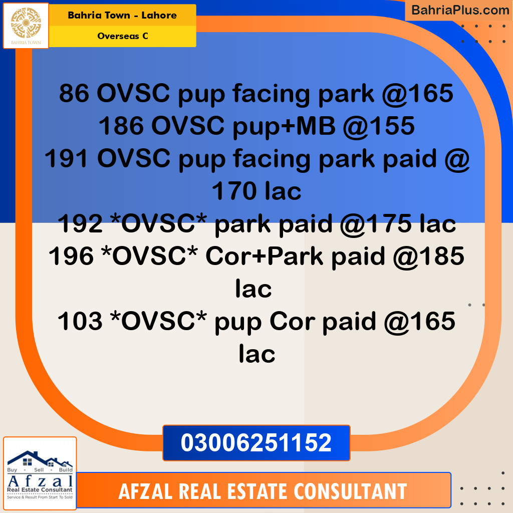 10 Marla Residential Plot for Sale in Overseas C -  Bahria Town, Lahore - (BP-312185)