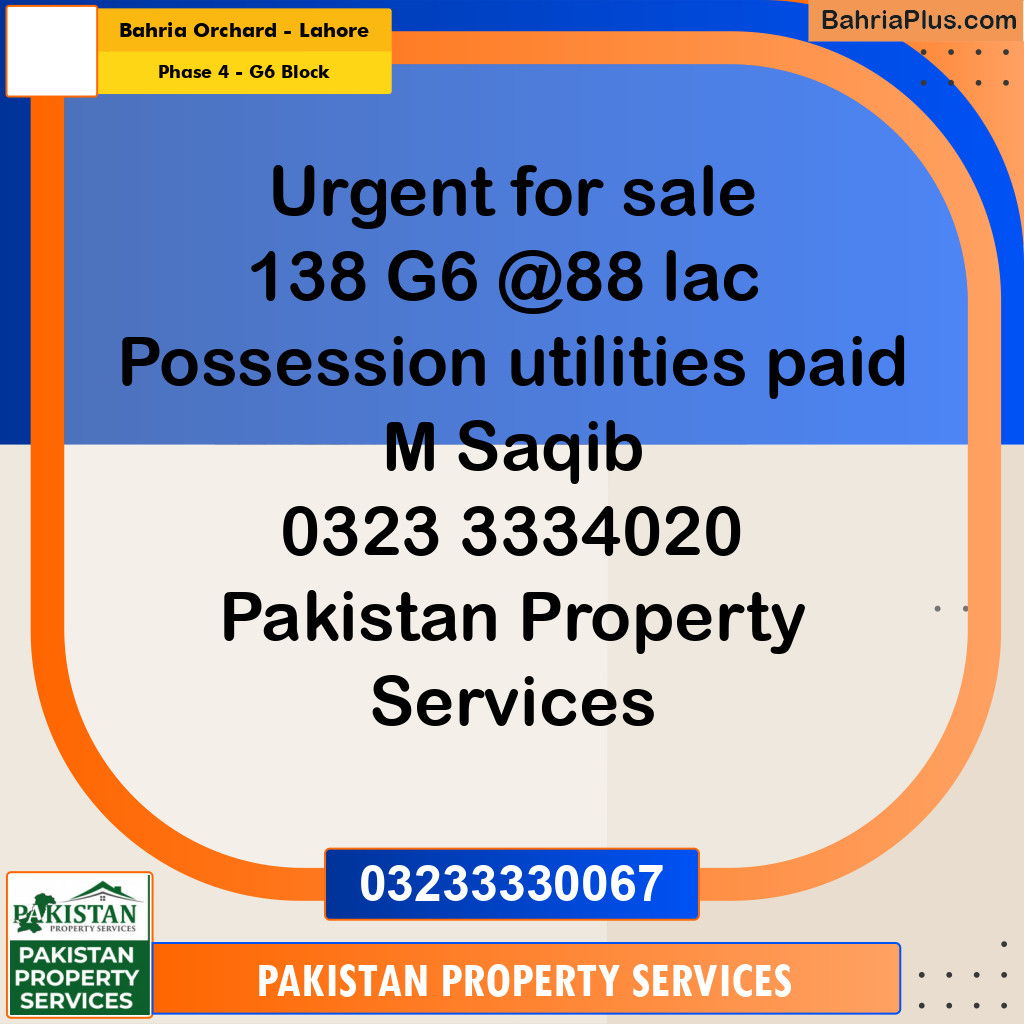 10 Marla Residential Plot for Sale in Phase 4 - G6 Block -  Bahria Orchard, Lahore - (BP-312212)