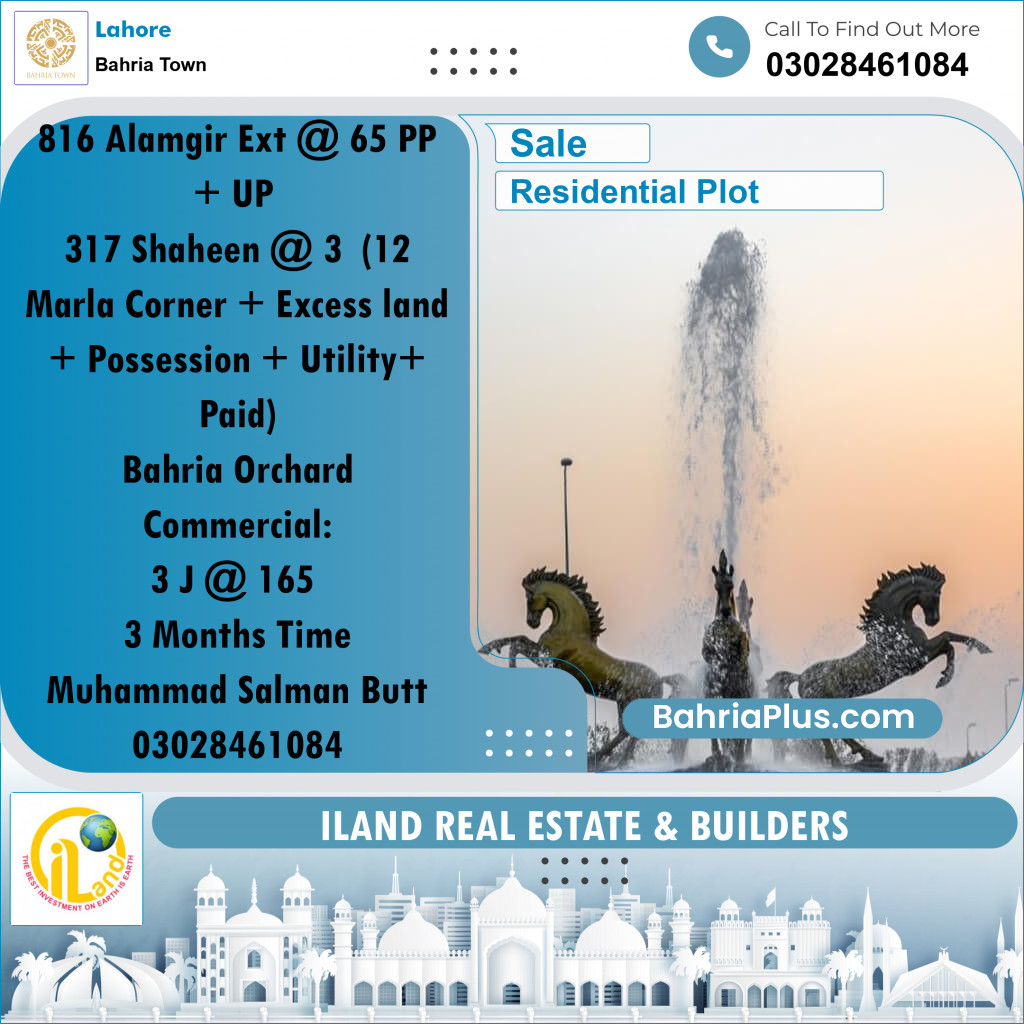 Residential Plot for Sale in Bahria Town, Lahore - (BP-312266)