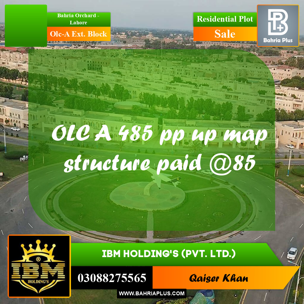 8 Marla Residential Plot for Sale in OLC-A Ext. Block -  Bahria Orchard, Lahore - (BP-312310)