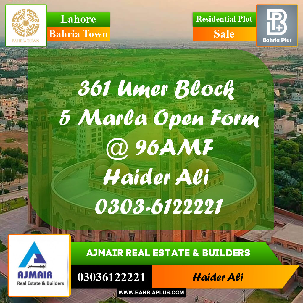 Residential Plot for Sale in Bahria Town, Lahore - (BP-312323)