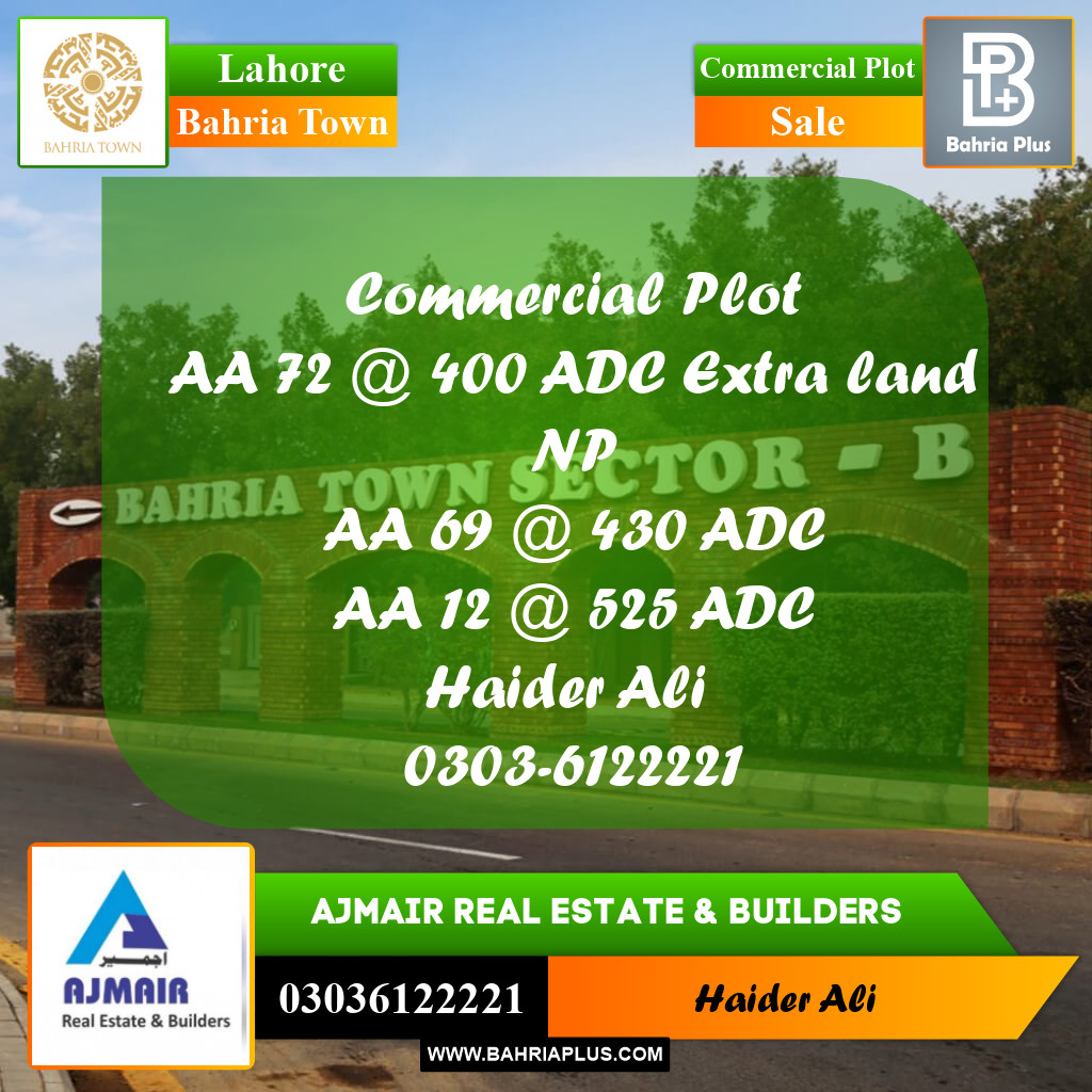 Commercial Plot for Sale in Bahria Town, Lahore - (BP-312325)