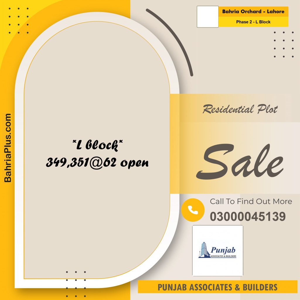 5 Marla Residential Plot for Sale in Phase 2 - L Block -  Bahria Orchard, Lahore - (BP-312450)