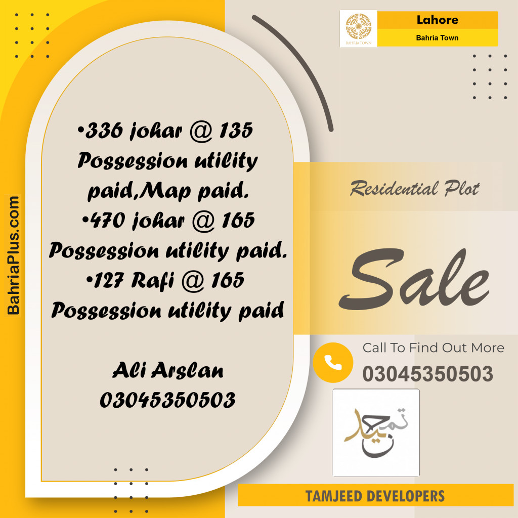 Residential Plot for Sale in Bahria Town, Lahore - (BP-312556)