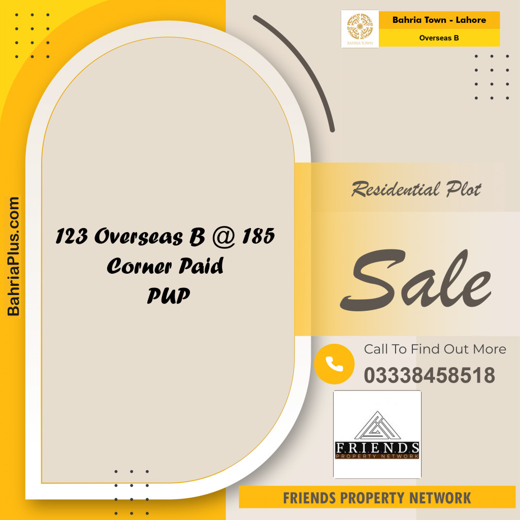 10 Marla Residential Plot for Sale in Overseas B -  Bahria Town, Lahore - (BP-312561)
