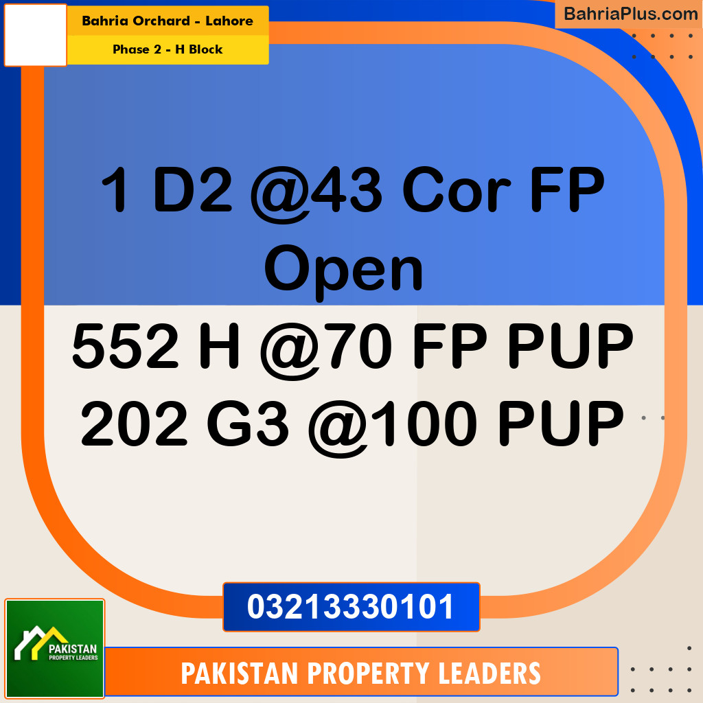 8 Marla Residential Plot for Sale in Phase 2 - H Block -  Bahria Orchard, Lahore - (BP-312563)