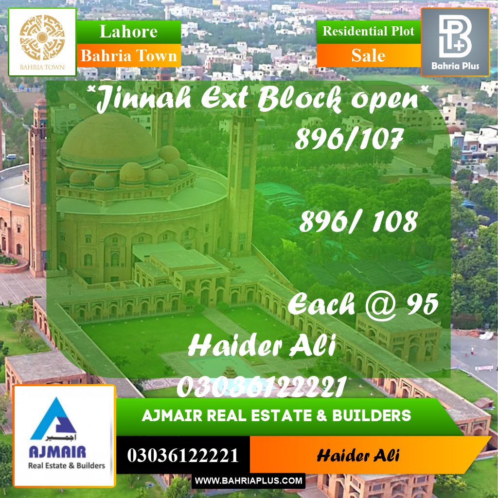 Residential Plot for Sale in Bahria Town, Lahore - (BP-312574)