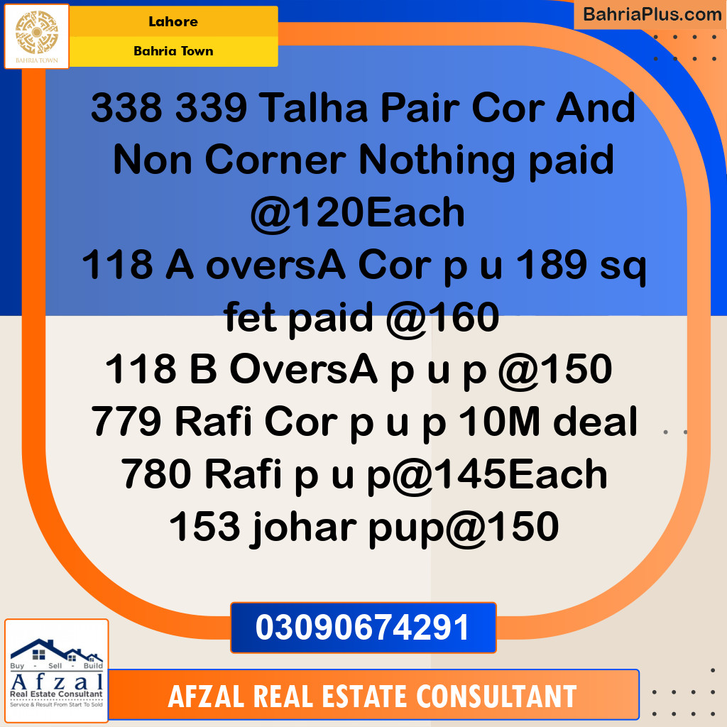 Residential Plot for Sale in Bahria Town, Lahore - (BP-312590)