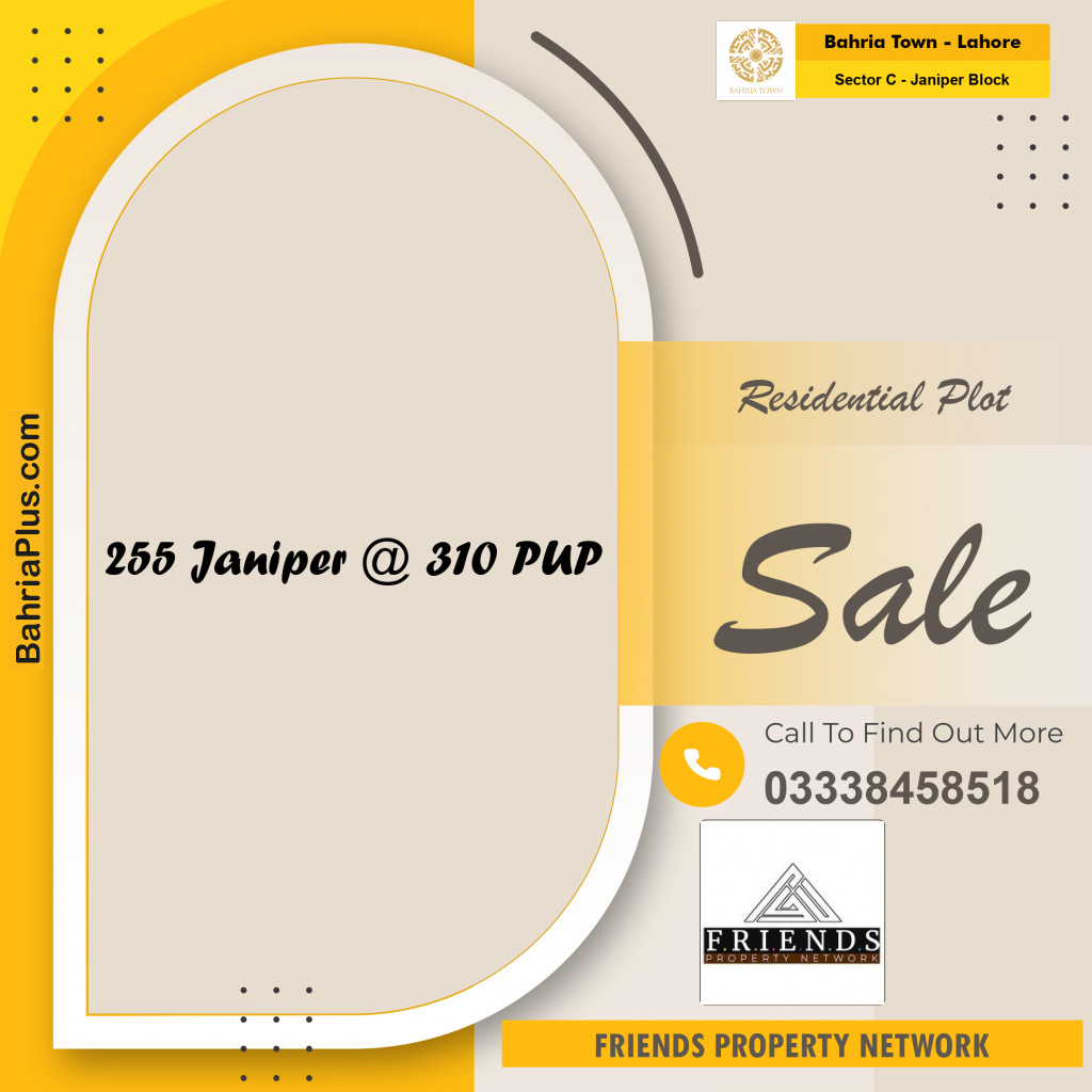 20 Marla Residential Plot for Sale in Sector C - Janiper Block -  Bahria Town, Lahore - (BP-312593)