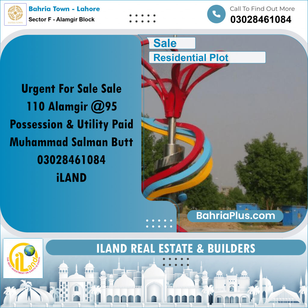 10 Marla Residential Plot for Sale in Sector F - Alamgir Block -  Bahria Town, Lahore - (BP-312604)