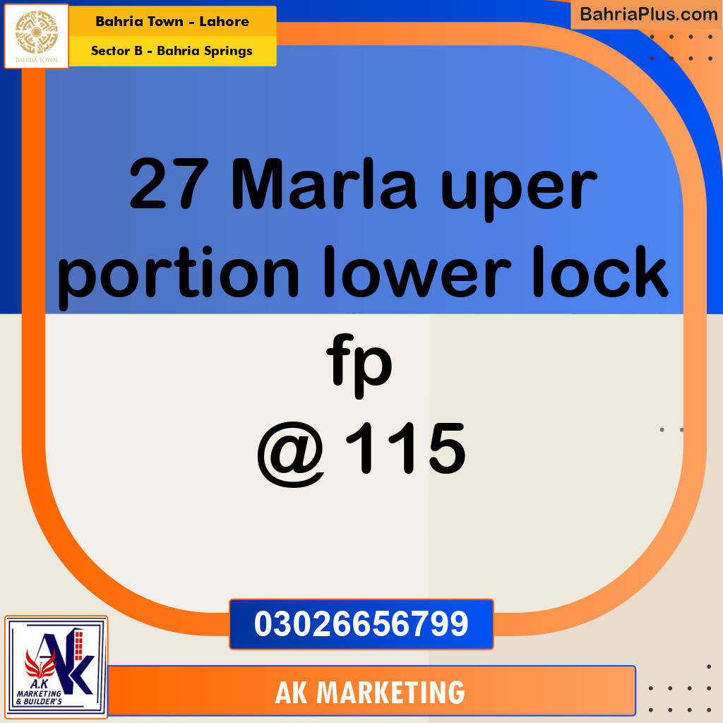 27 Marla Residential House for Rent in Sector B - Bahria Springs -  Bahria Town, Lahore - (BP-312628)