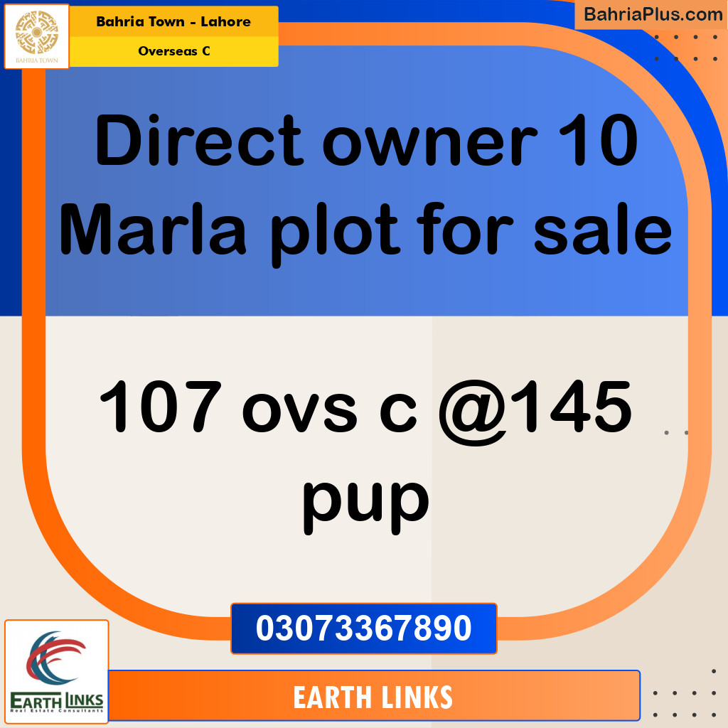 10 Marla Residential Plot for Sale in Overseas C -  Bahria Town, Lahore - (BP-312645)