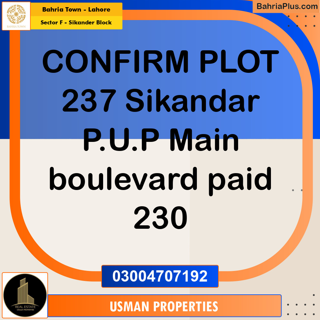 1 Kanal Residential Plot for Sale in Sector F - Sikander Block -  Bahria Town, Lahore - (BP-312651)