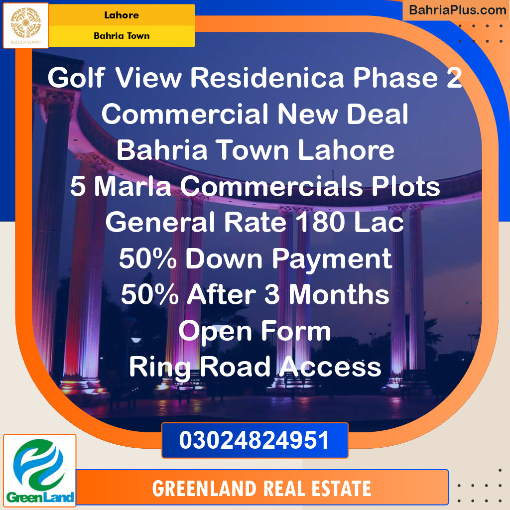 5 Marla Commercial Plot for Sale in Bahria Town, Lahore - (BP-312666)