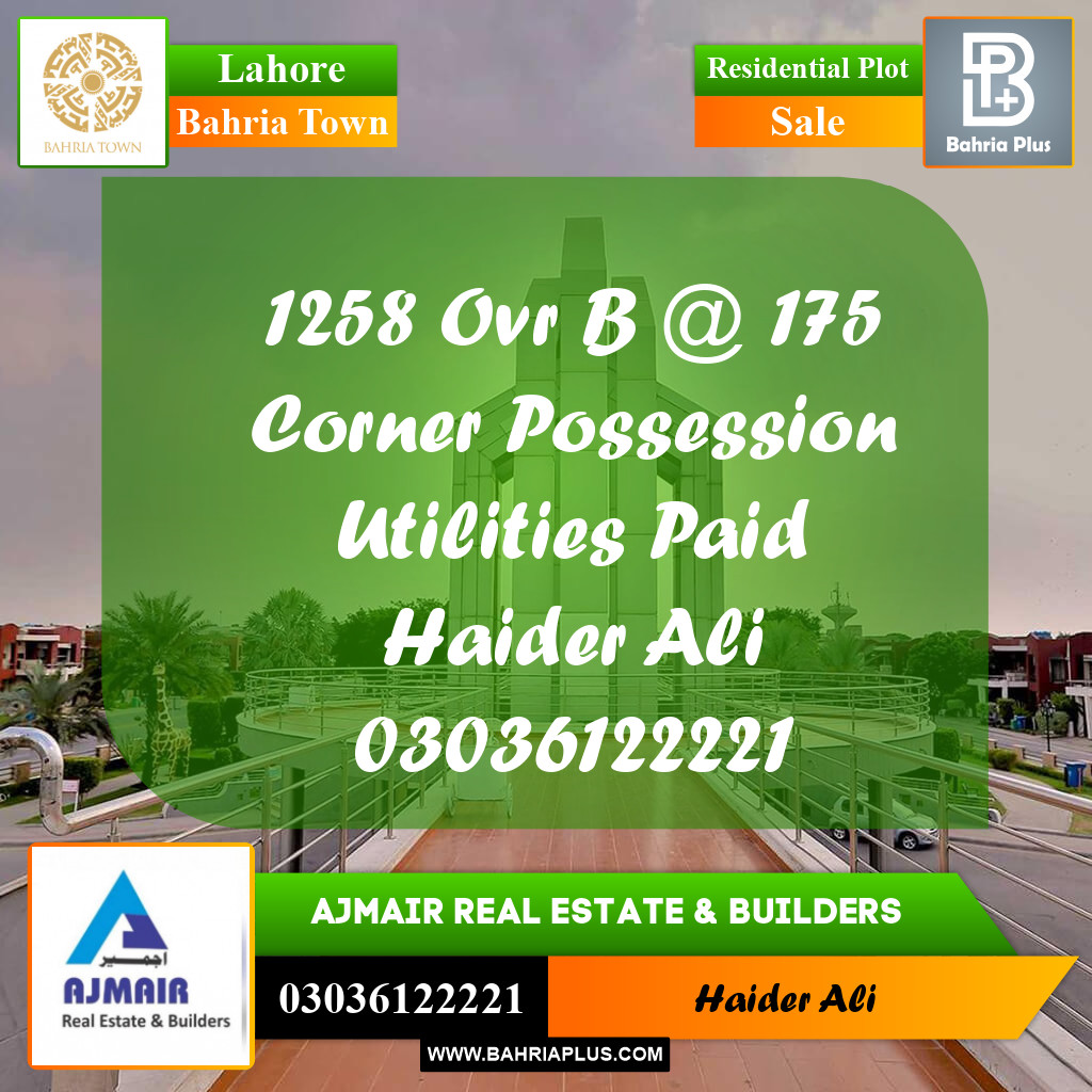 Residential Plot for Sale in Bahria Town, Lahore - (BP-312689)