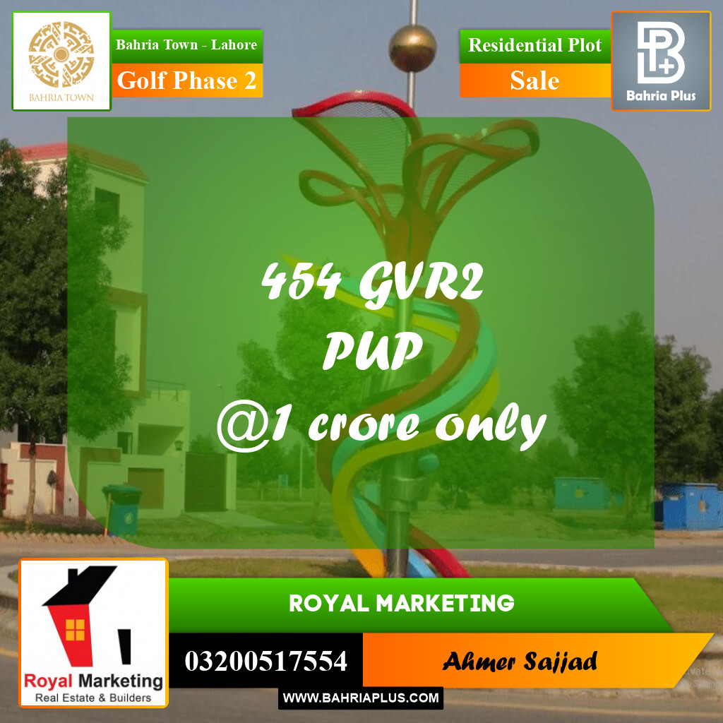 10 Marla Residential Plot for Sale in Golf Phase 2 -  Bahria Town, Lahore - (BP-312697)