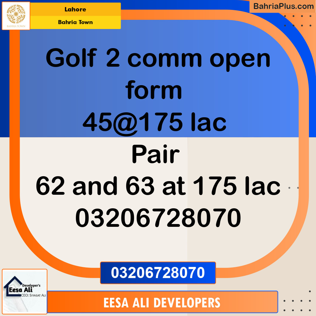5 Marla Commercial Plot for Sale in Bahria Town, Lahore - (BP-312726)