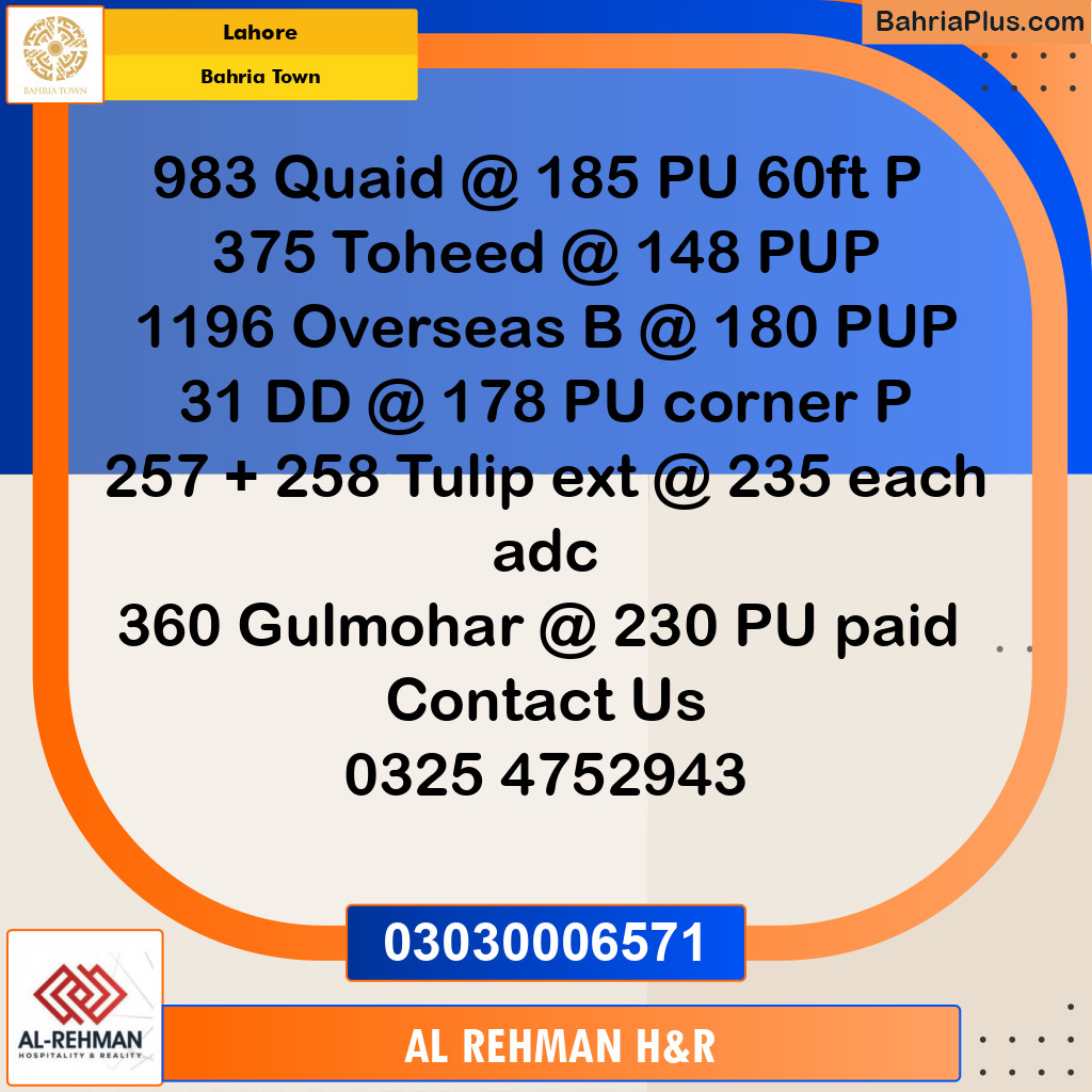 5 Marla Residential Plot for Sale in Bahria Town, Lahore - (BP-312730)