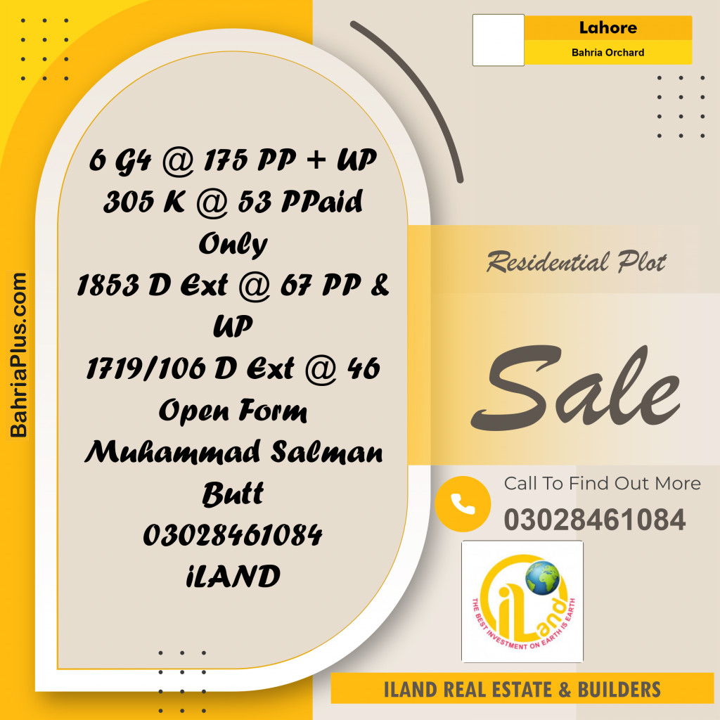 Residential Plot for Sale in Bahria Orchard, Lahore - (BP-312737)