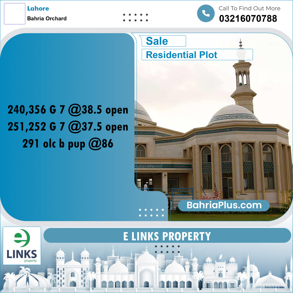 Residential Plot for Sale in Bahria Orchard, Lahore - (BP-312775)