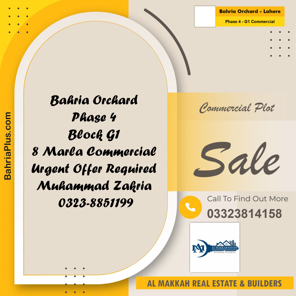 8 Marla Commercial Plot for Sale in Phase 4 - G1 Commercial -  Bahria Orchard, Lahore - (BP-312797)