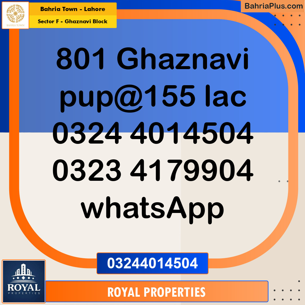 Residential Plot for Sale in Sector F - Ghaznavi Block -  Bahria Town, Lahore - (BP-312800)