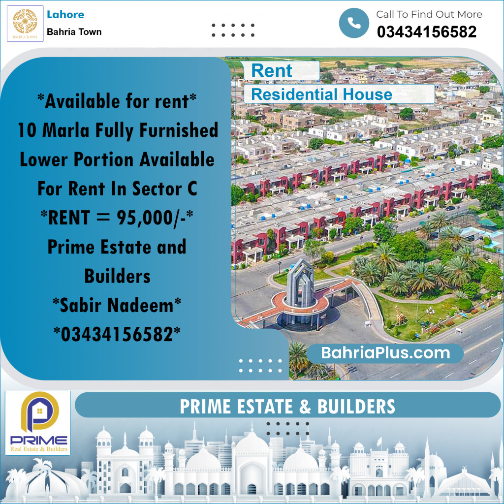 10 Marla Residential House for Rent in Bahria Town, Lahore - (BP-312837)