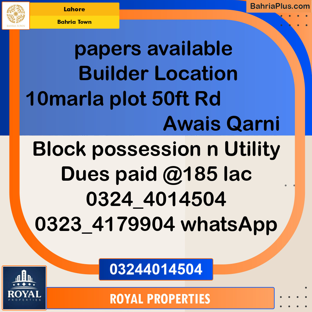 Residential Plot for Sale in Bahria Town, Lahore - (BP-312851)