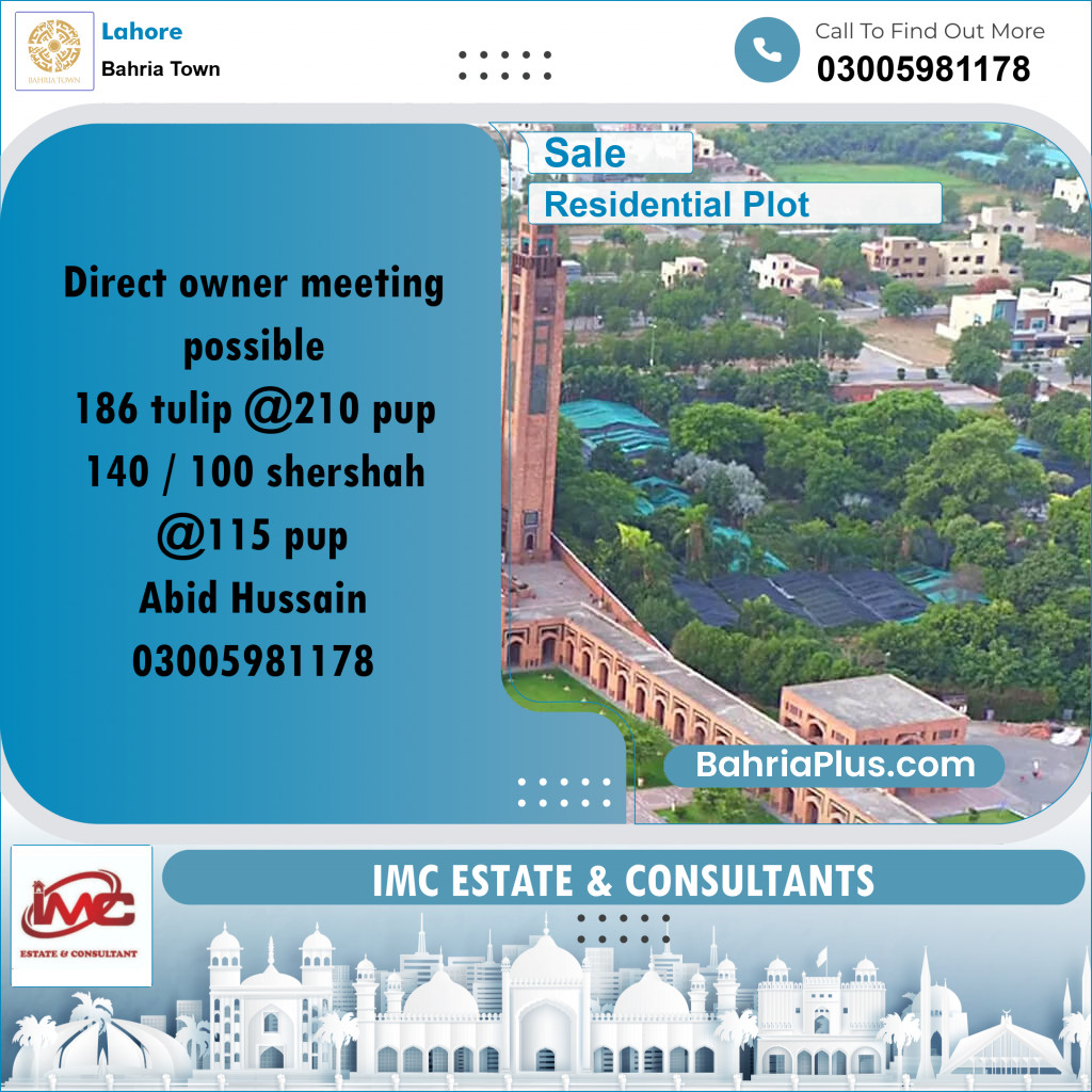 Residential Plot for Sale in Bahria Town, Lahore - (BP-312907)