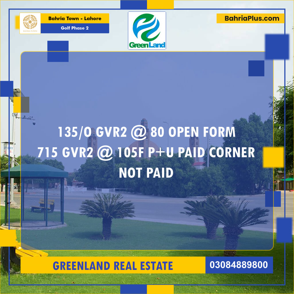 10 Marla Residential Plot for Sale in Golf Phase 2 -  Bahria Town, Lahore - (BP-312911)