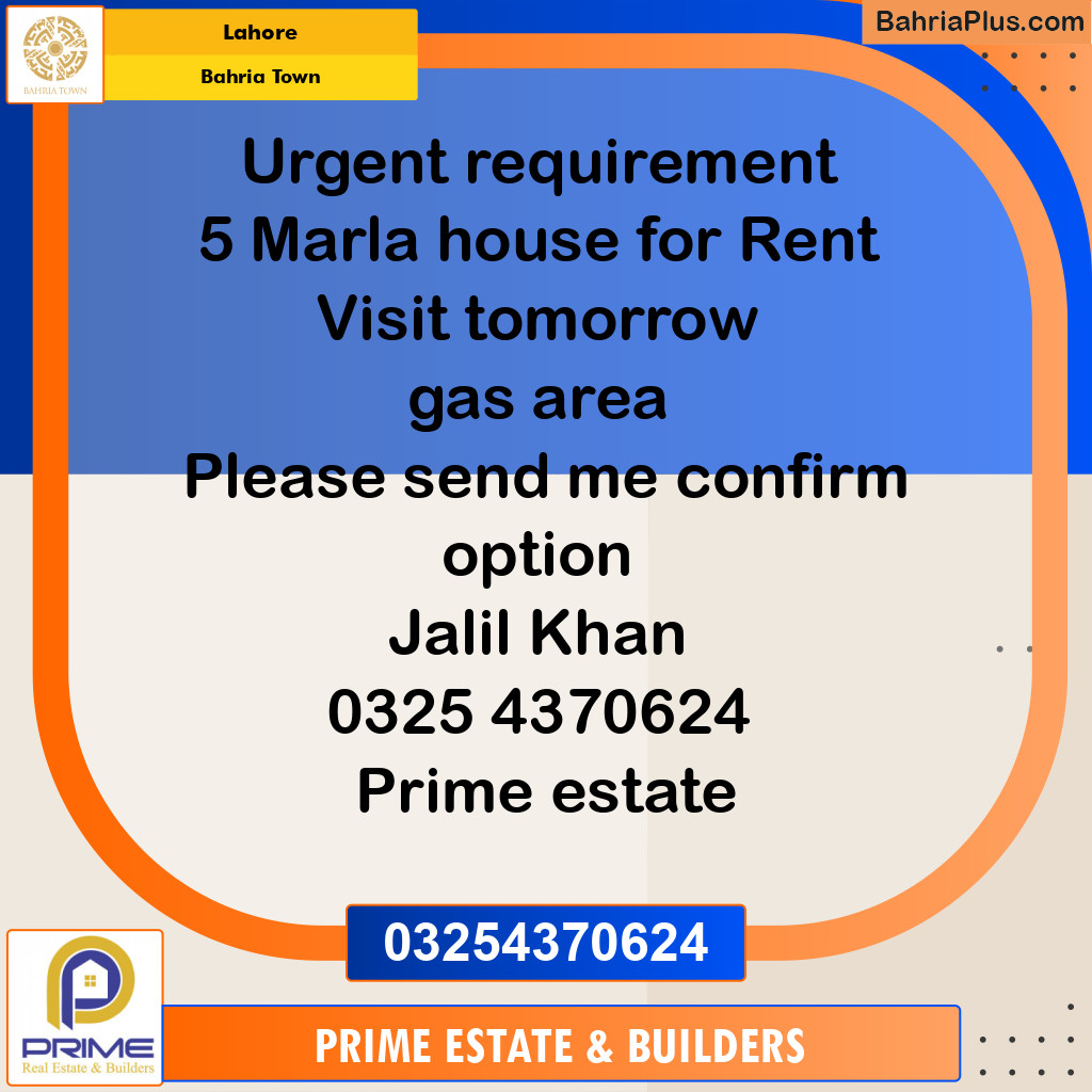 5 Marla Residential House for Rent in Bahria Town, Lahore - (BP-312912)