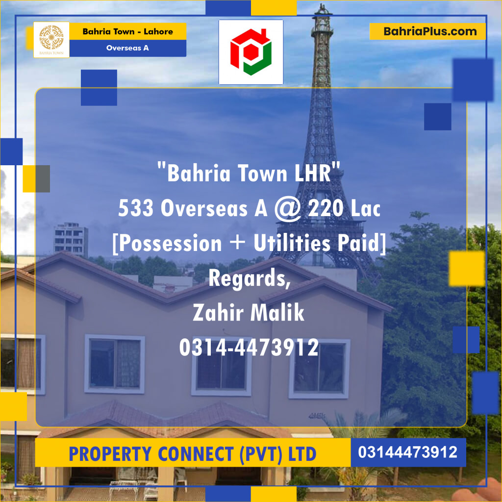 10 Marla Residential Plot for Sale in Overseas A -  Bahria Town, Lahore - (BP-312914)
