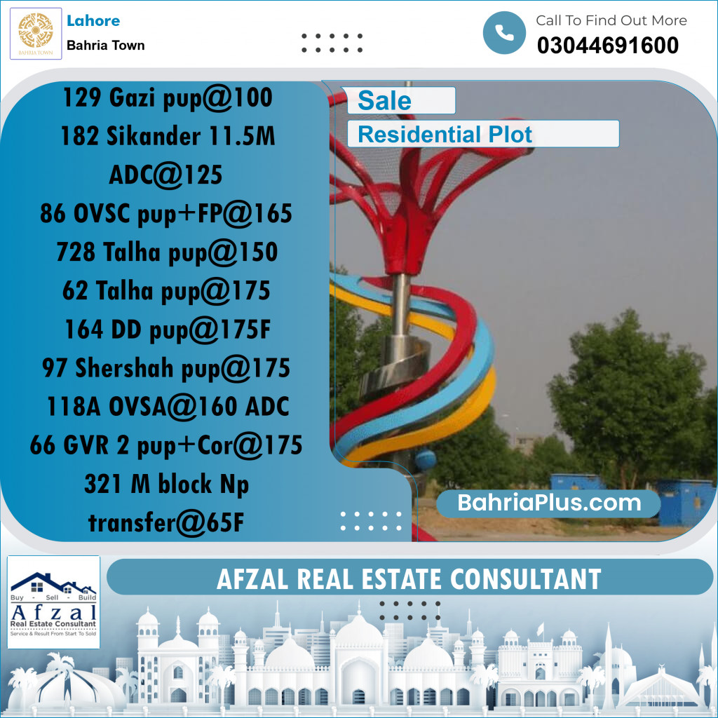 Residential Plot for Sale in Bahria Town, Lahore - (BP-312930)