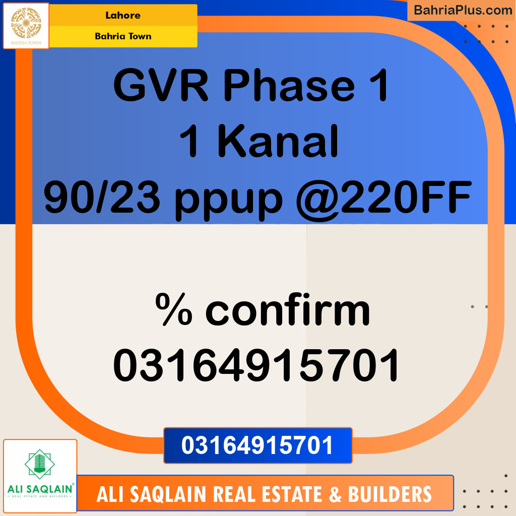 1 Kanal Residential Plot for Sale in Bahria Town, Lahore - (BP-312938)