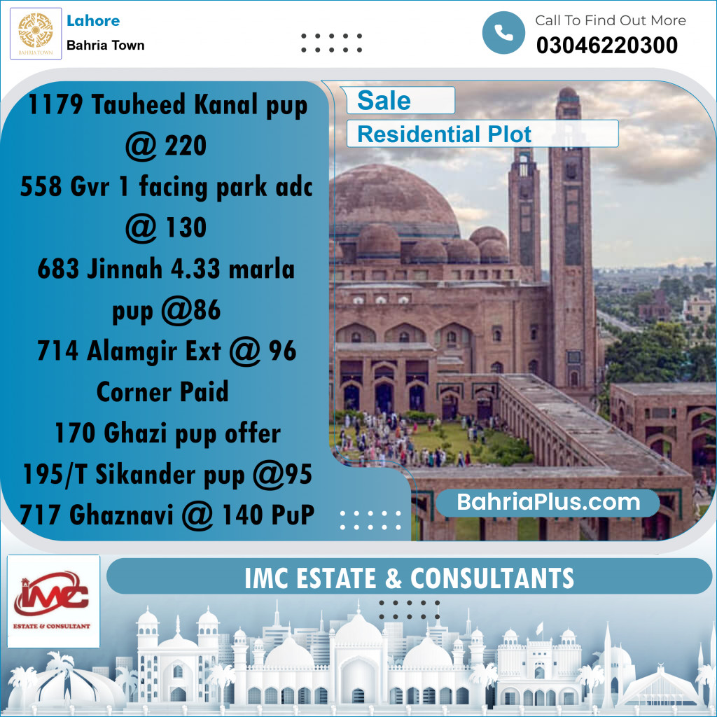 Residential Plot for Sale in Bahria Town, Lahore - (BP-312947)