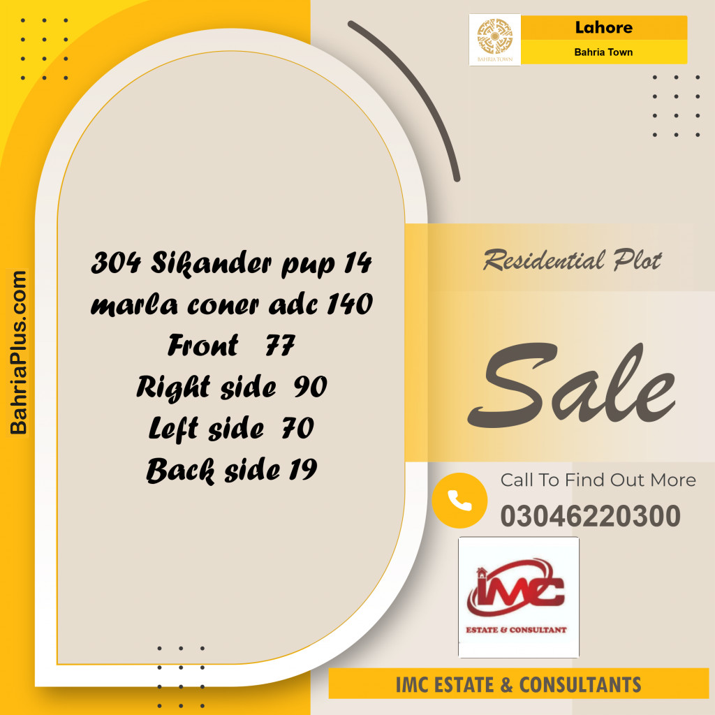 Residential Plot for Sale in Bahria Town, Lahore - (BP-312948)