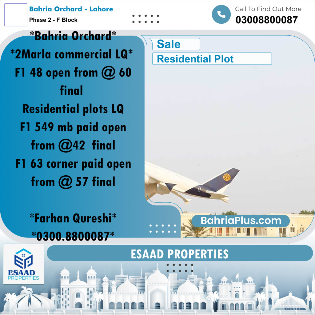 5 Marla Residential Plot for Sale in Phase 2 - F Block -  Bahria Orchard, Lahore - (BP-312949)