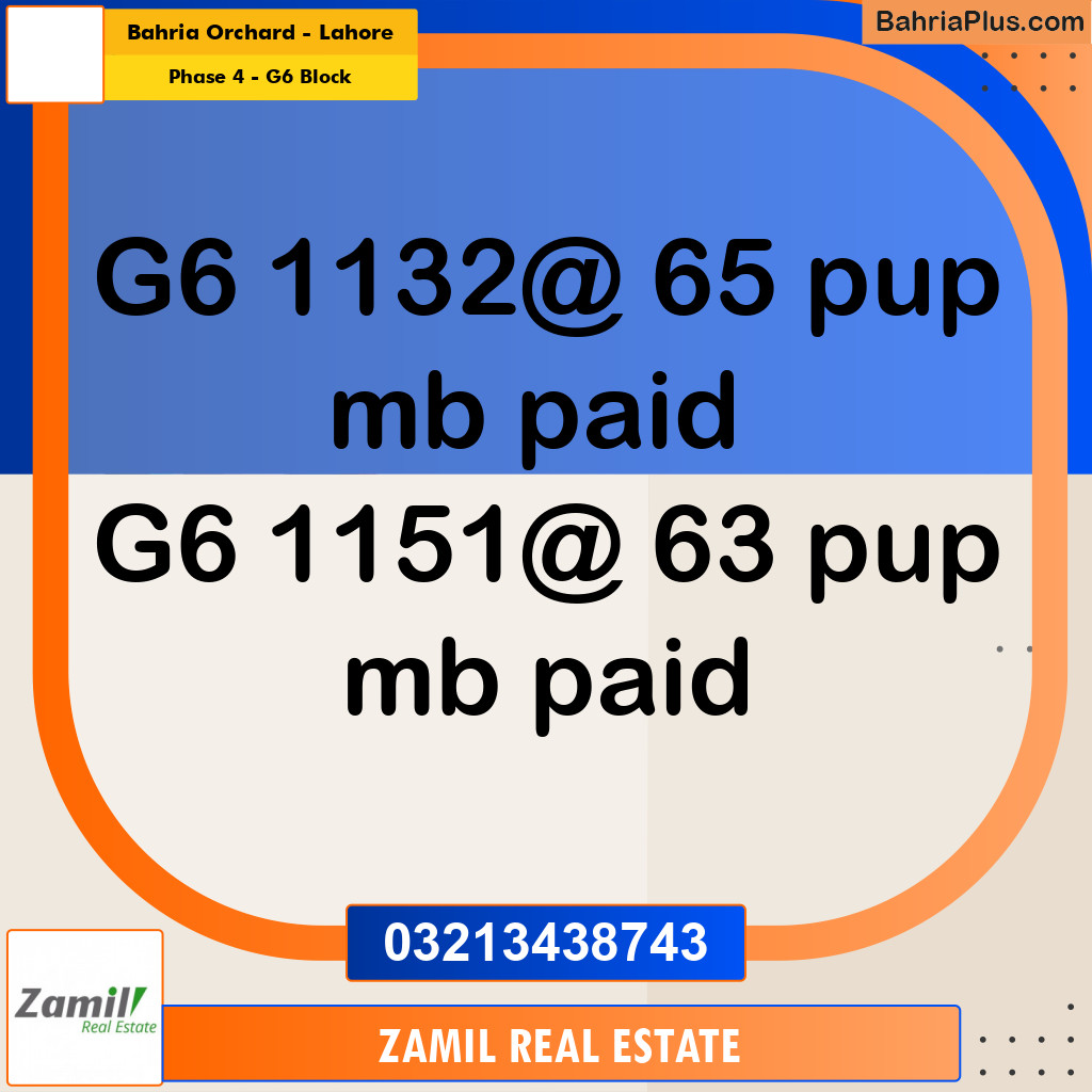 10 Marla Residential Plot for Sale in Phase 4 - G6 Block -  Bahria Orchard, Lahore - (BP-312950)